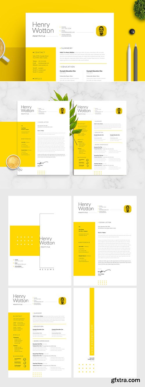 Minimal Resume and Cover Letter Layout with Yellow Accent 305746069 Minimal Resume and Cover Letter Layout with Yellow Accent 305746069