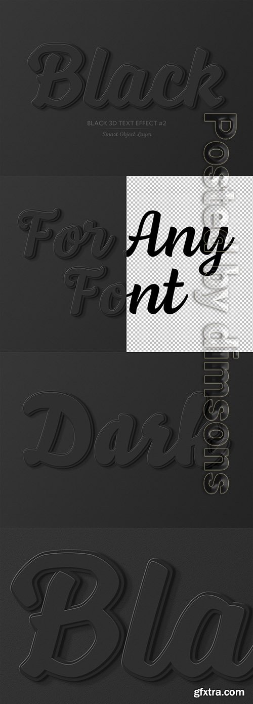 Black 3D Text Effect Mockup on Black Background 307015276
