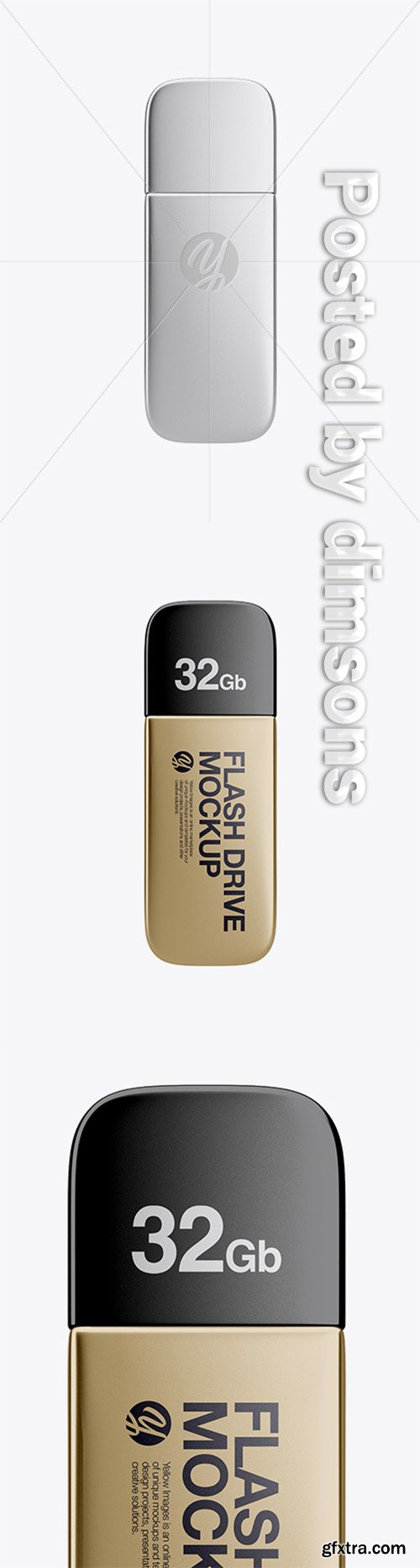 Metallic USB Flash Drive Mockup - Top View 32648 Metallic USB Flash Drive Mockup - Top View 32648