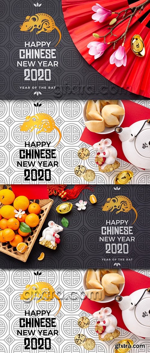 Happy Chinese New Year rat 2020 composition