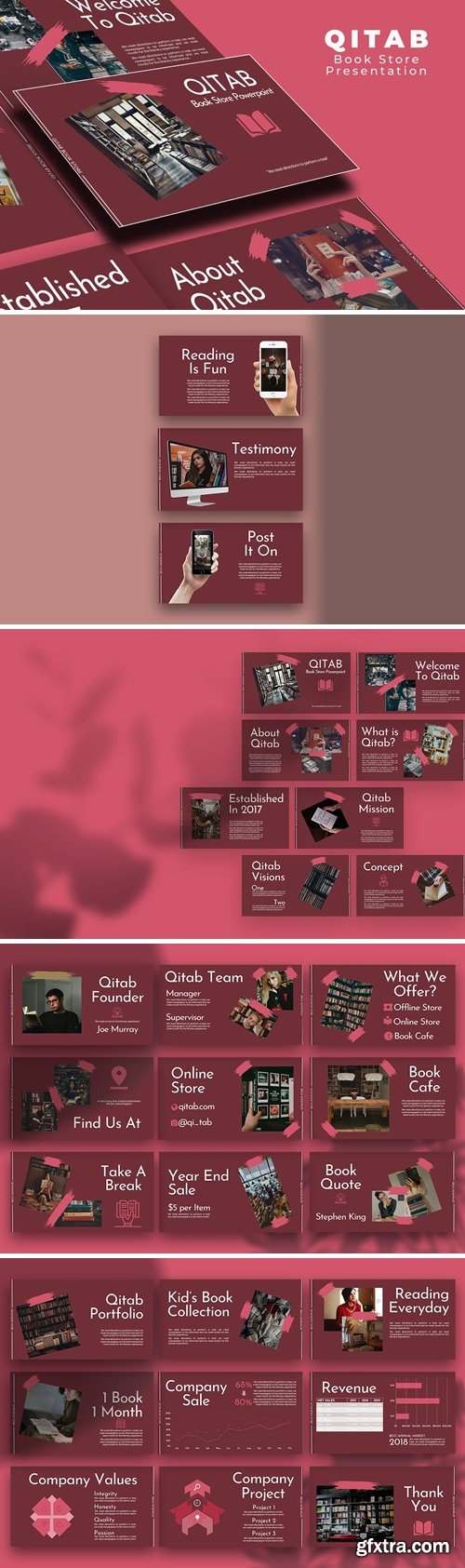 Qitab Book Store Powerpoint, Keynote and Google Slides Templates