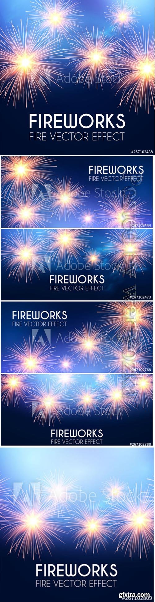 Sparkling fireworks on a blue vector background Sparkling fireworks on a blue vector background