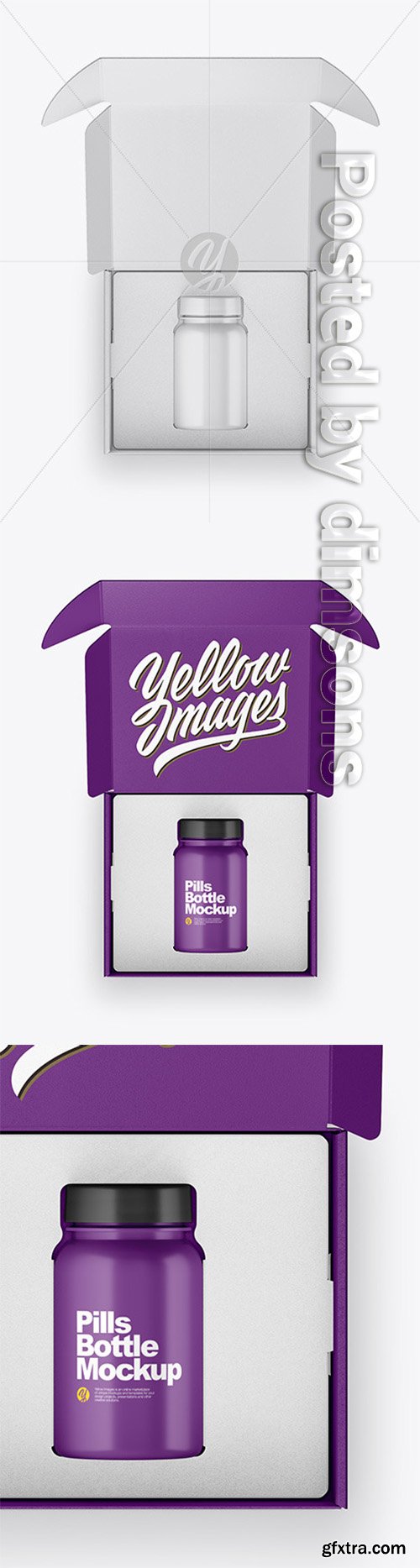 Opened Textured Box with Pills Bottle Mockup 51390 Opened Textured Box with Pills Bottle Mockup 51390