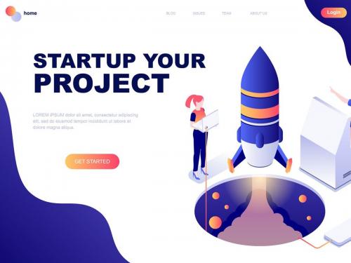 Business Startup Isometric Landing Page Template - business-startup-isometric-landing-page-template