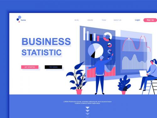 Business Statistic Flat Landing Page Template - business-statistic-flat-landing-page-template