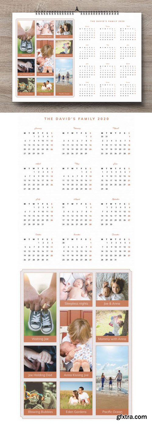 Family Pictures 2020 Calendar Design Template in [Ai/PSD]