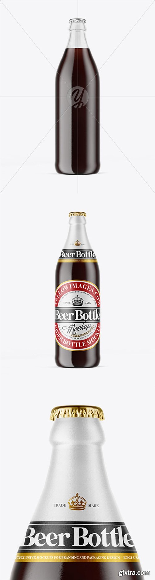 Clear Glass Bottle with Brown Ale Mockup 51722