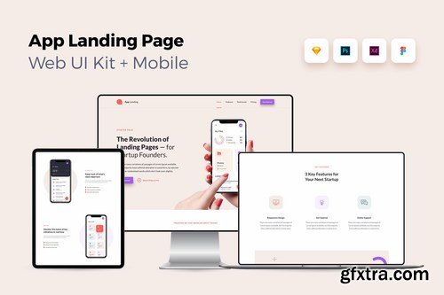 iOS App Landing Page - Web UI Kit + Mobile - 1