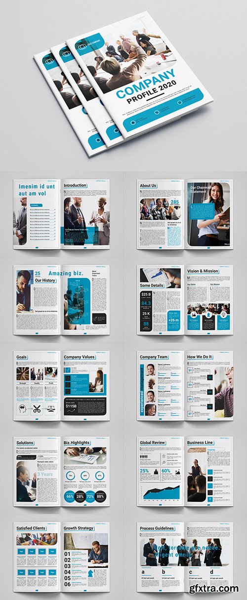 Company Profile Layout with Blue Accents 309032563 Company Profile Layout with Blue Accents 309032563