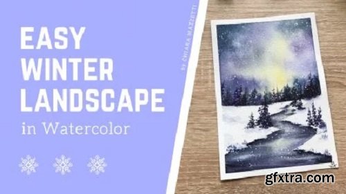Easy Winter Landscape in Watercolor