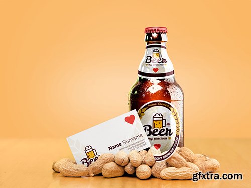 Beer Bottle Mockup with Business Card 308552820 Beer Bottle Mockup with Business Card 308552820