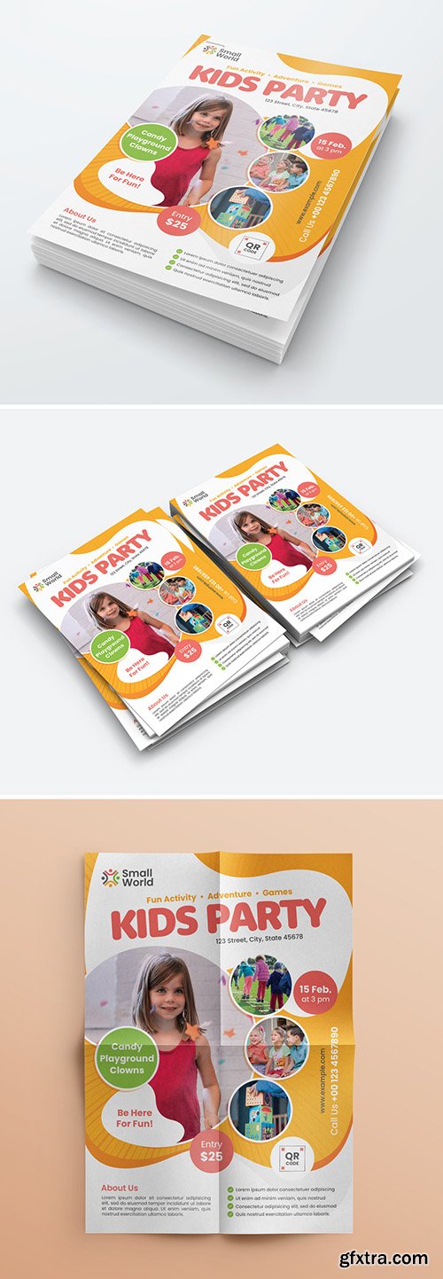 Kids Party Flyer Layout with Colorful Elements 310000667