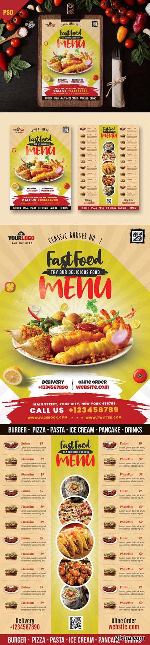 Food Menu Design PSD Template - Try Our Delicious Food !