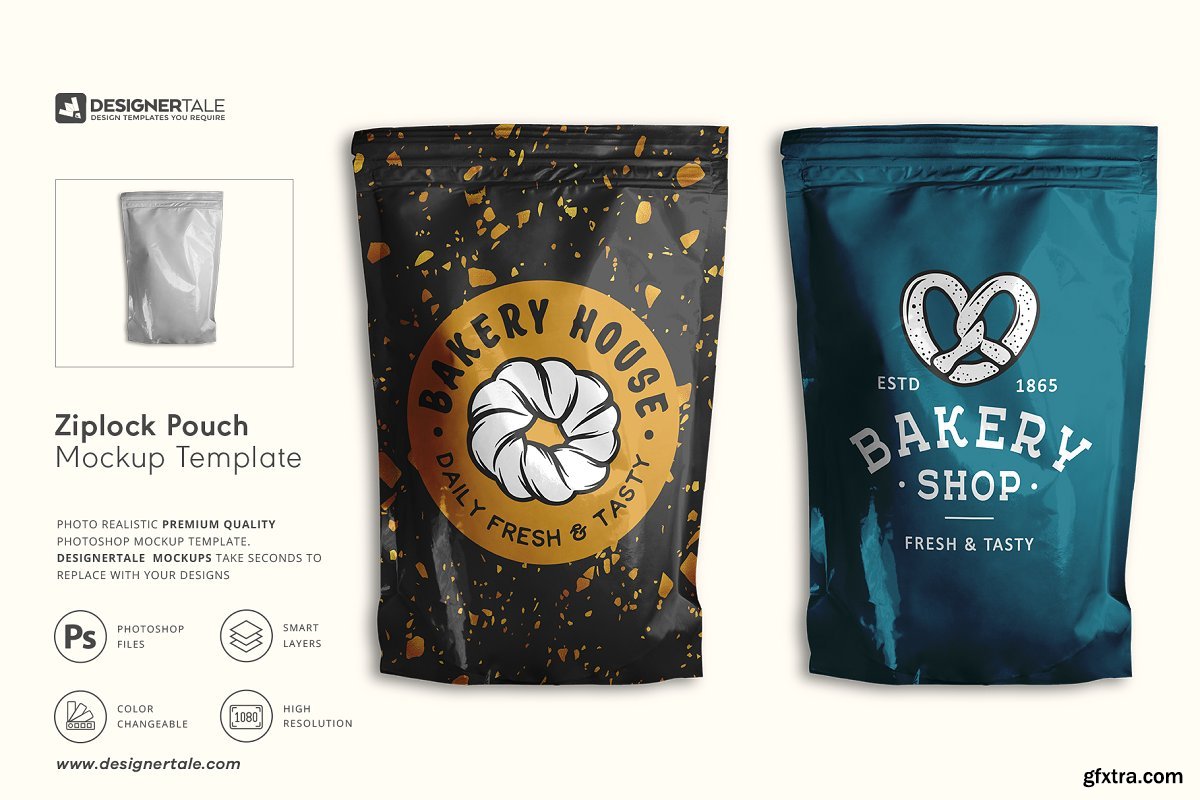 Download CreativeMarket - Top View Foil Ziplock Pouch Mockup 4130729 » GFxtra