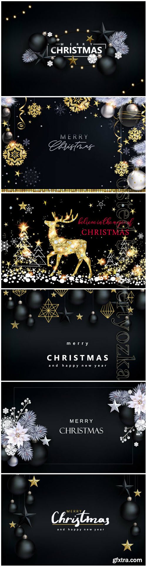 Christmas with black and white balls vector illustration