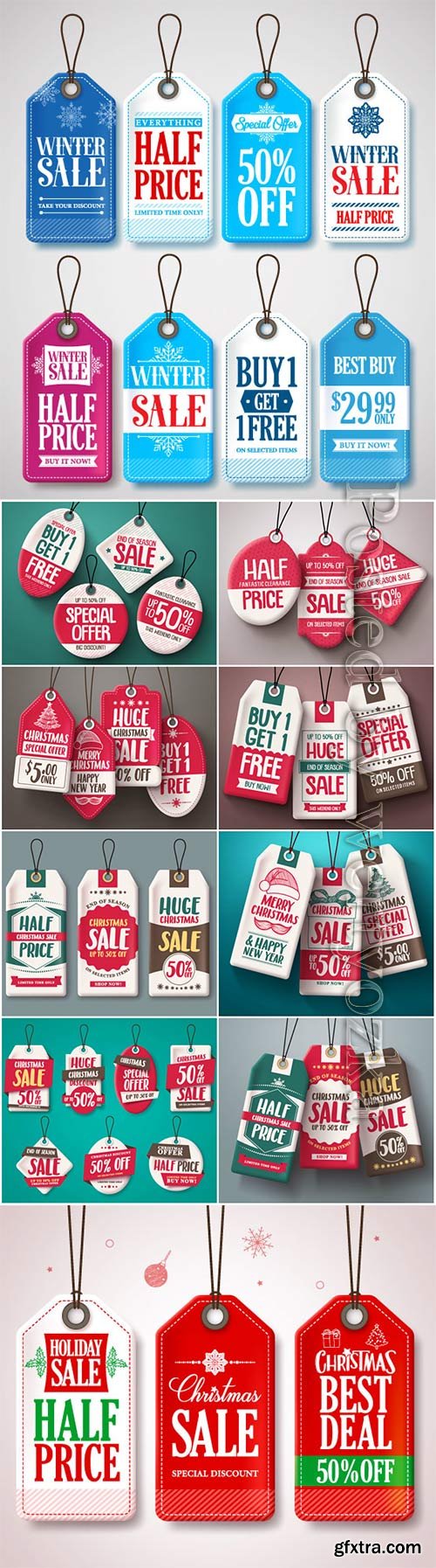 Christmas sale tags vector set with origami paper cut style Christmas sale tags vector set with origami paper cut style