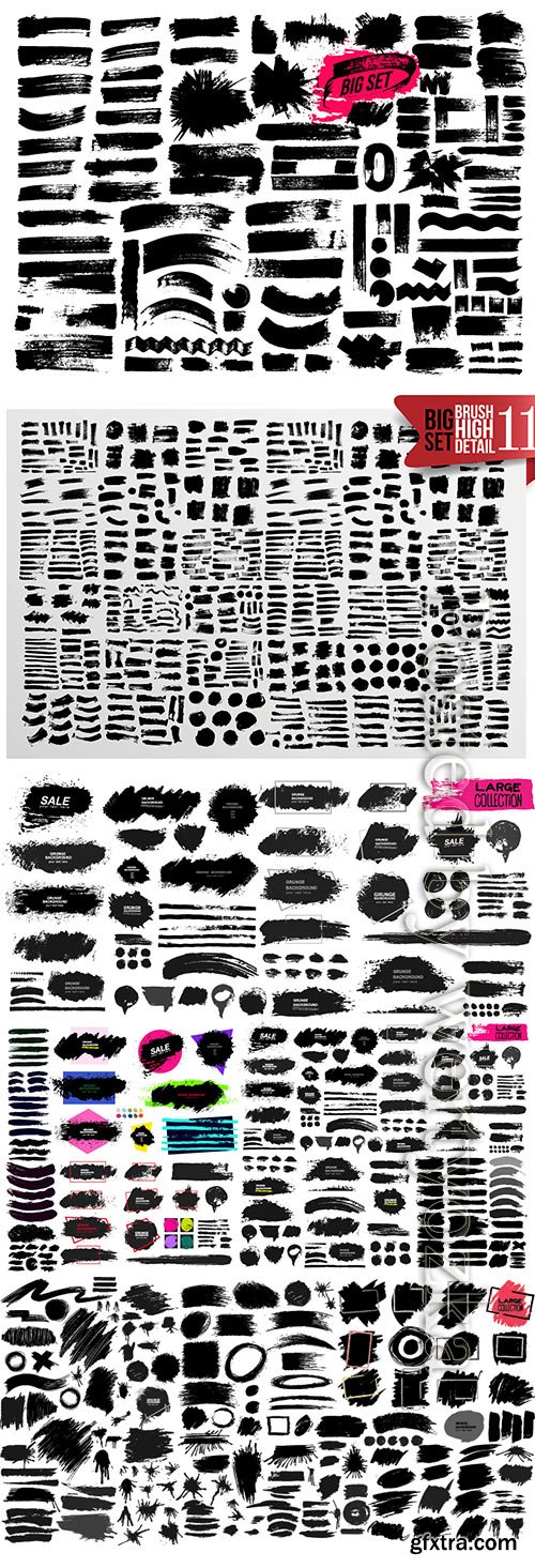 Set of painted grunge stripes vector illustration Set of painted grunge stripes vector illustration