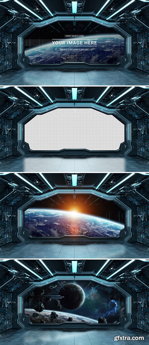 Spaceship Interior Mockup with Window View 308766436