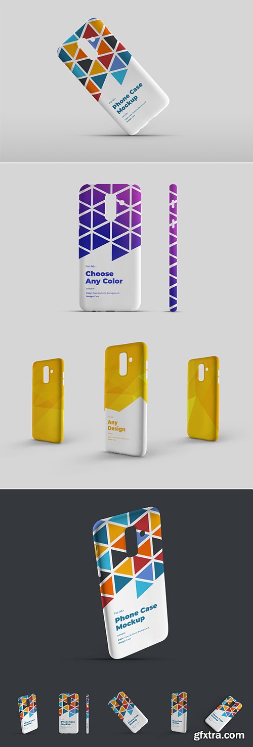 5 Smartphone Phone Case Mockup Set Front View 310001152