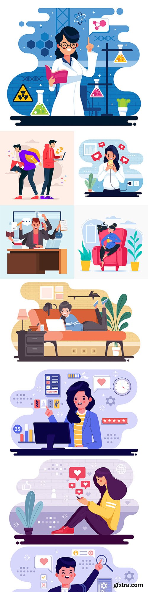 People work in office multitasking business concept