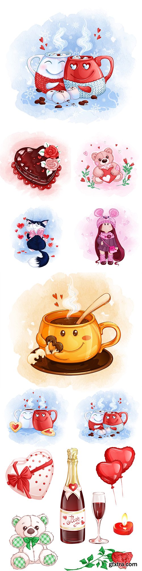 Valentine\'s Day decorative illustrations postcard design