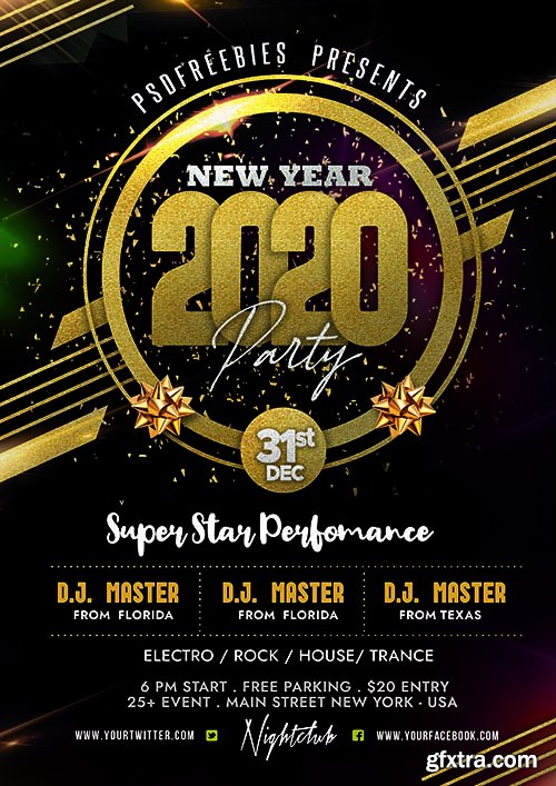New Year 2020 Party Flyer Design New Year 2020 Party Flyer Design