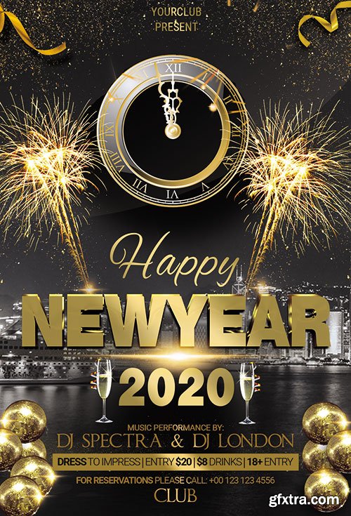 Happy new year 2020 poster template