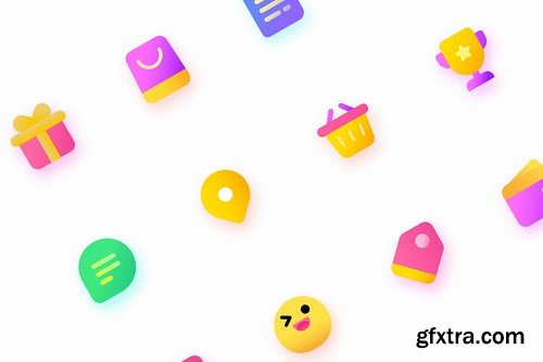 Colorful Shopping, ecommerce Illustration Icons