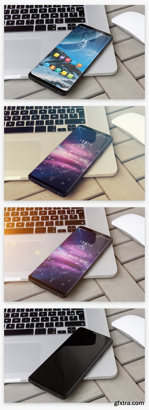 Smartphone on Laptop Mockup 217907059