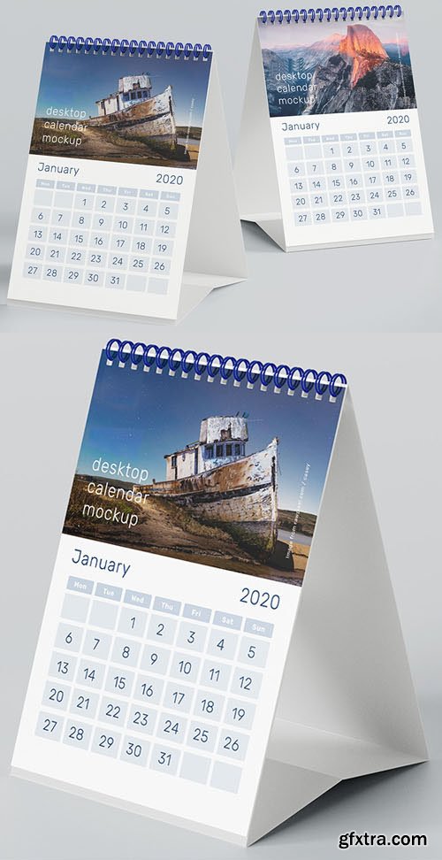 A5 Desktop 2020 Calendar PSD Mockup
