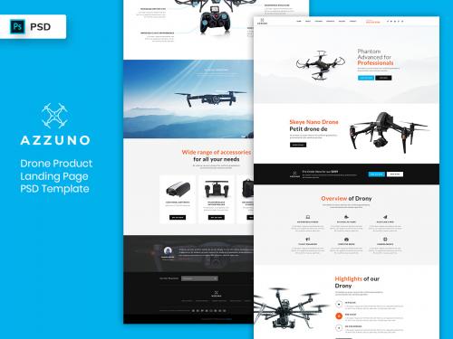 Drone Product Landing Page PSD Template - drone-product-landing-page-psd-template