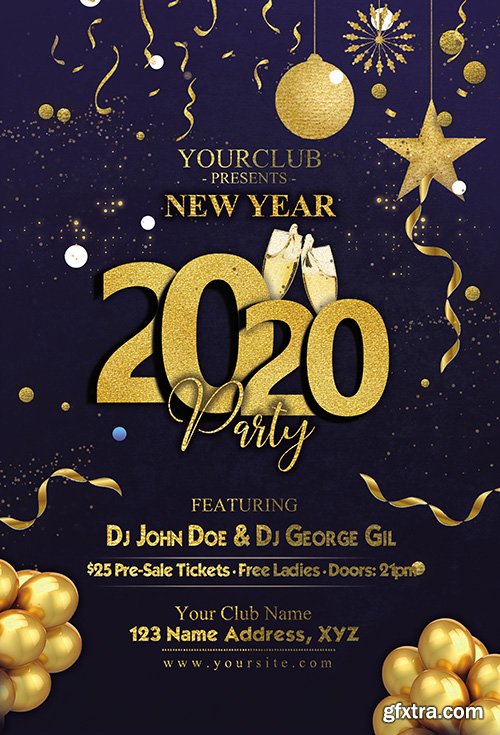 Cool dark New Year 2020 psd flyer Cool dark New Year 2020 psd flyer