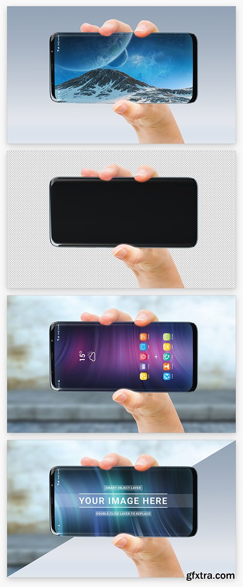 Isolated Woman Holding Smartphone Mockup 217198477