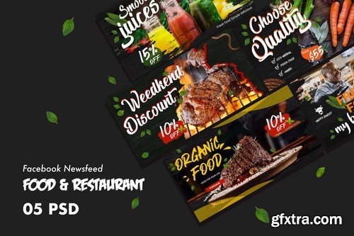 Food & Restaurants Facebook Newsfeed PSD Template