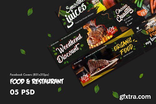 Food & Restaurants Facebook Cover PSD Template