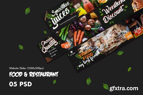 Food & Restaurants Website Slider PSD Template