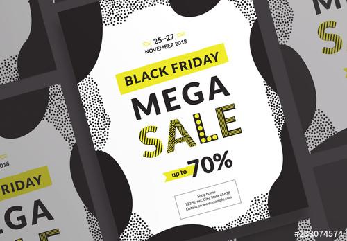 Black Friday Sale Poster Layout with Yellow Accents - 233074574 - 233074574