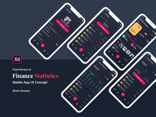 Finance Wallet Mobile App Ui Kit Dark Version (XD) - finance-wallet-mobile-app-ui-kit-dark-version-xd