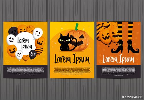 Halloween-Themed Poster Layouts Set - 229984086 - 229984086