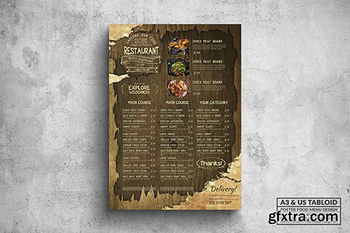 Disorted Grunge Poster Menu - A3 & US Tabloid