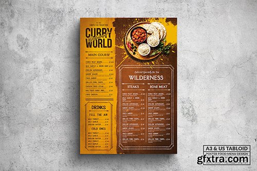 Curry World Indian Poster Menu - A3 & US Tabloid