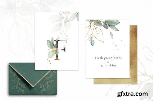 CM - Watercolor &amp; Gold Leaves Collection - 3349153