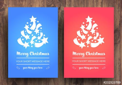 Christmas Card Layouts with Red and Blue Backgrounds - 232523709 - 232523709