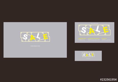Black Friday Sale Social Media Set Layouts with Yellow Elements - 232561954 - 232561954