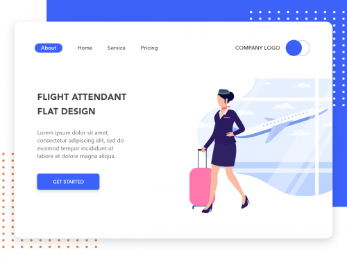 Flight Attendant flat design concept for Landing page - flight-attendant-flat-design-concept-for-landing-page