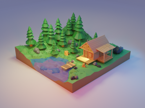 Forest House Lowpoly 3D - forest-house-lowpoly-3d