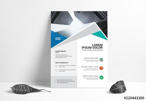Business Flyer Layout with Blue and Green Accents - 220443380 - 220443380