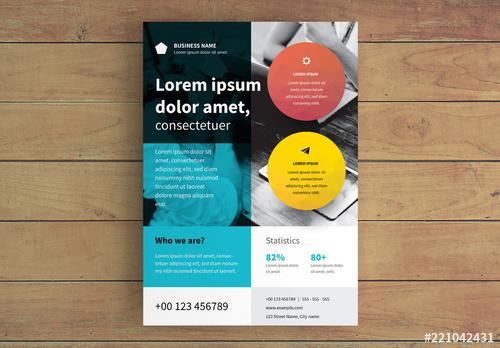 Business Flyer Layout with Colorful Circle Elements - 221042431 - 221042431