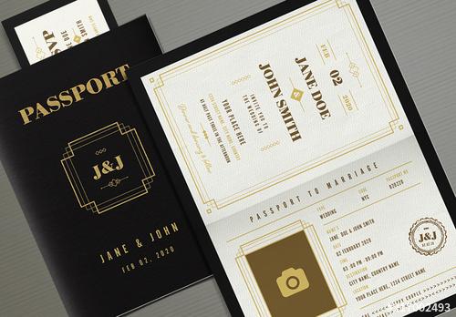 Art Deco Passport Wedding Invitation Layout - 217002493 - 217002493