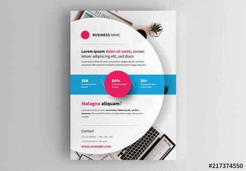 Business Flyer Layout with Half-Circle Element - 217374550 - 217374550